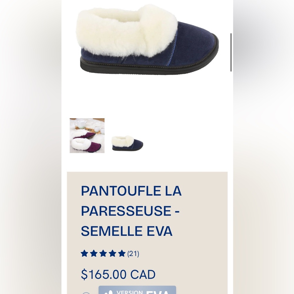 NWOT!! Cozy Women's Blue and White Wool/Suede Slippers Made in Canada 🇨🇦 - Picture 12 of 12